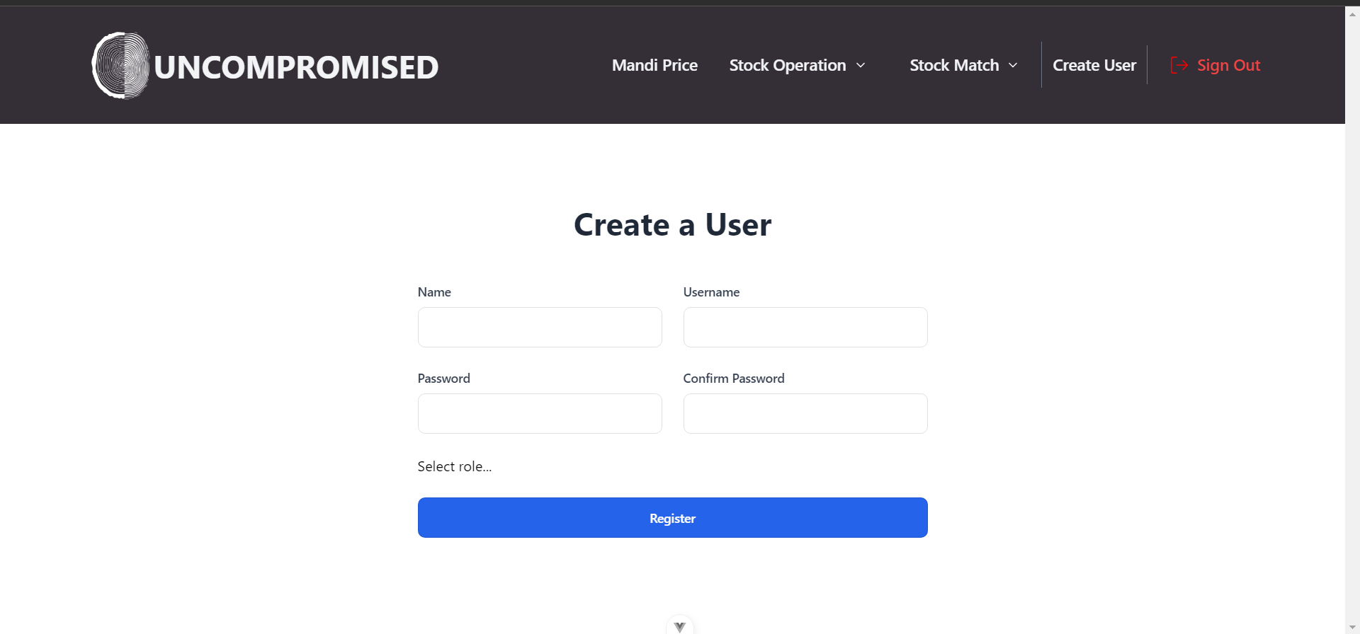 Create User Page